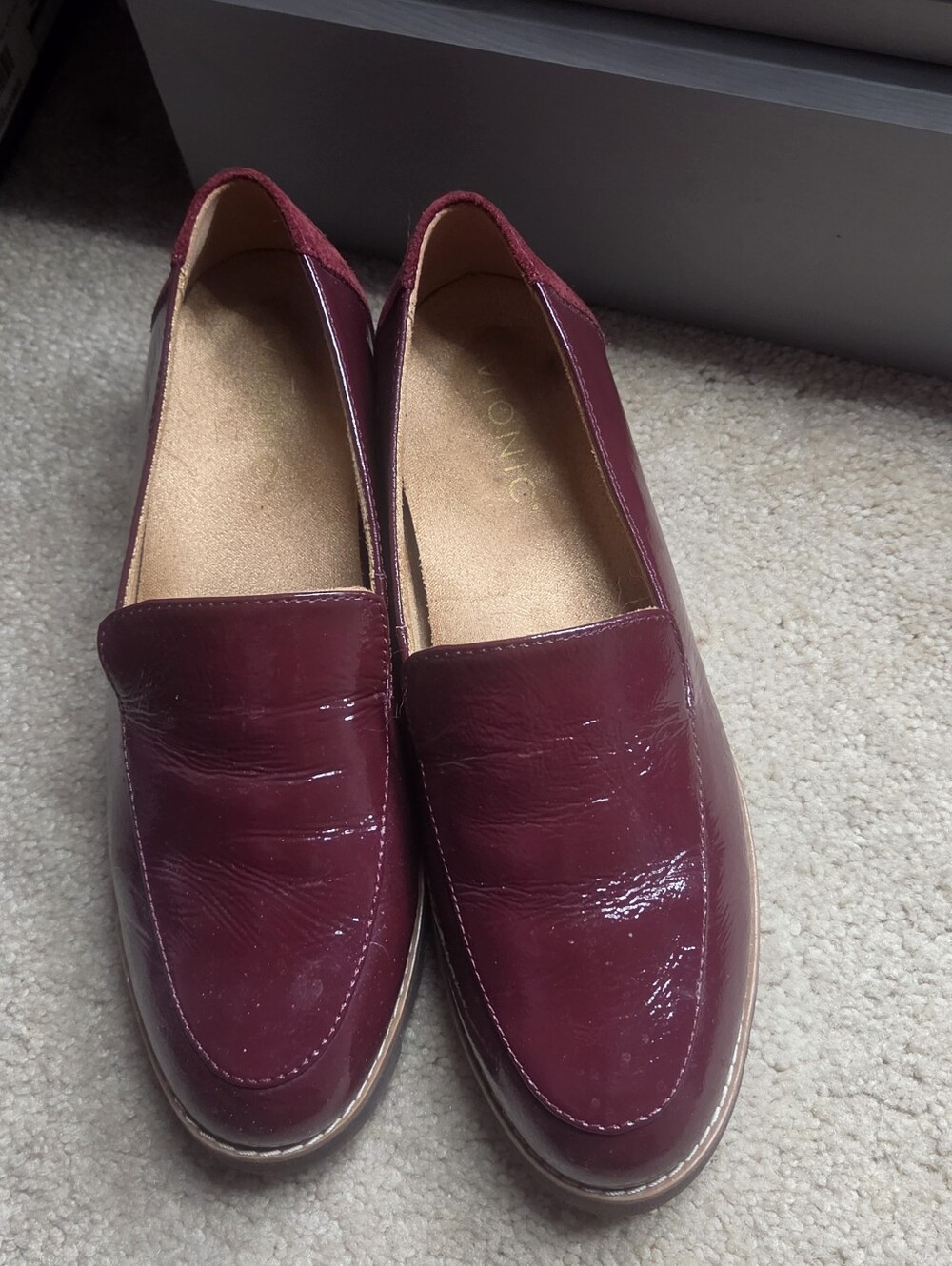 Vionic Women's Wine Burgundy Patent Slip-On Loafers